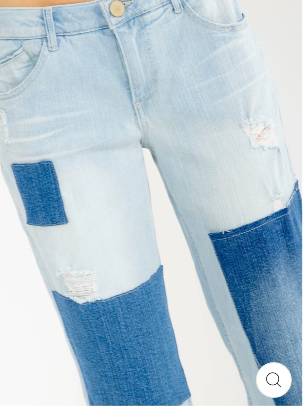 Two Tone Straight Leg Denim Pants - Picture 2 of 4
